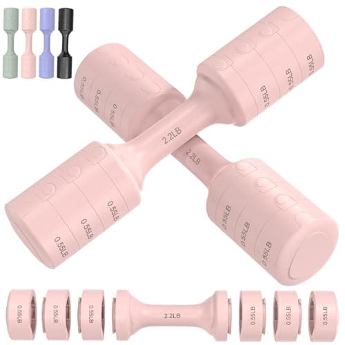 BOBAZREN Adjustable Dumbbell Set of 2, 11Lb/Pair Weights Dumbbells for Women, Each 2.2lb, 3.3lb, 4.4lb, 5.5lb Hand Weights Set for Home Gym Fitness Training (Pink) - Image 1