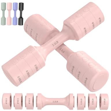 BOBAZREN Adjustable Dumbbell Set of 2, 11Lb/Pair Weights Dumbbells for Women, Each 2.2lb, 3.3lb, 4.4lb, 5.5lb Hand Weights Set for Home Gym Fitness Training (Pink) - Image 1