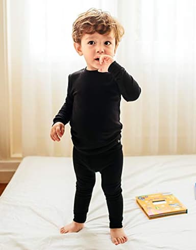 VAENAIT BABY Kids Long Sleeve Modal Sleepwear Pajamas 2pcs Set Modal Black L - Image 2