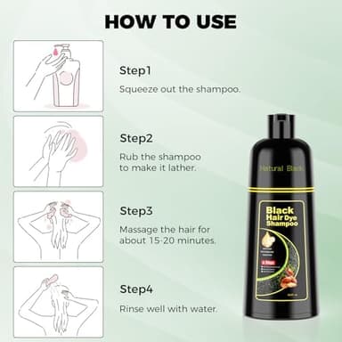 KAISASA Black Hair Dye Shampoo 3 in 1，Argan Natural Herbal Formula Hair Color Shampoo Covers Gray Hair for Women and Men (16.9 fl.oz Black - Image 4