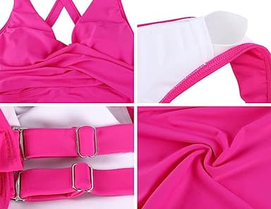 Hilor Supportive Swimsuits Built in Bra Underwire Tankini Tops for Women Swimwear Top Only Hot Pink Tummy Control Bathing Suit 22 - Image 7