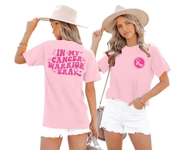 LAZYCHILD Women Breast Cancer Shirt: Pink Ribbon T-Shirt Breast Cancer Awareness Tee Cancer Survivor Tops - Image 4