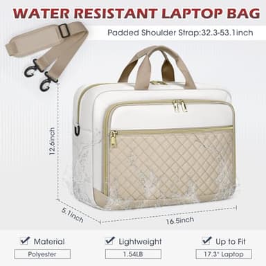 NEWHEY Laptop Bag 17.3 Inch Laptop Briefcase for Women Men Waterproof Shoulder Messenger Bag Large Computer Bag for Business Office Work College, Khaki&Beige - Image 2