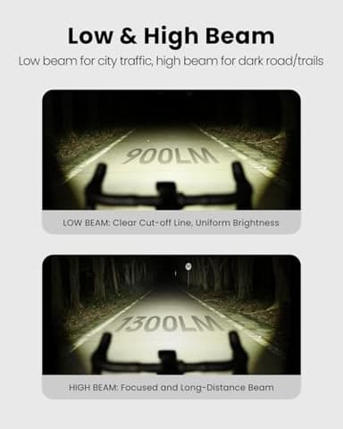 Magicshine Hori 1300 Bike Lights for Night Riding, High and Low Beam, USB-C Rechargeable Bike Headlight, IPX 6 Waterproof Bike Front Light for Road Urban Cyclists-1300 lumens - Image 4