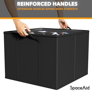 SpaceAid Shoe Organizer for Closet, 2 Pack Foldable Shoe Storage Containers Baskets Boxes Bins w/Adjustable Dividers, Fits 16-32 Pairs, Black - Image 5
