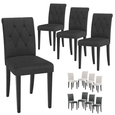 Welzona Upholstered Dining Chairs Set of 4, Button Tufted Parsons Dining Chair with Solid Wood Legs, Modern Fabric Side Chair for Dining Room/Kitchen/Restaurant/Hotel- Black - Image 7