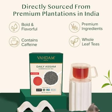 VAHDAM, Assam Black Tea Leaves (340g/12oz) 170+ Servings | High Caffeine, Non GMO, Gluten Free | STRONG, MALTY & RICH | Pure Unblended Single Origin Black Loose Leaf Tea | Vacuum Sealed - Image 4