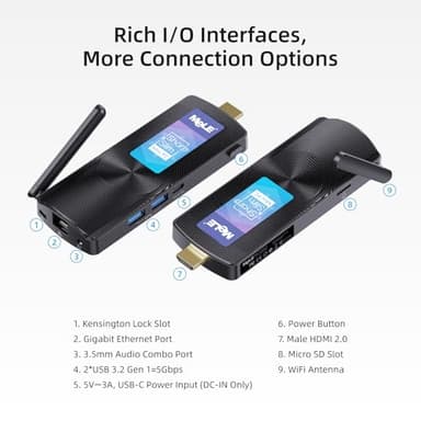 MeLE Fanless Mini PC Stick PCG02, N100 8GB 256GB Compute Stick, Micro Desktop Computer with Full Functional USB-C, 2.4/5G Wi-Fi, 4K Display on Business, Office, Industrial, IoT, Home - Image 4