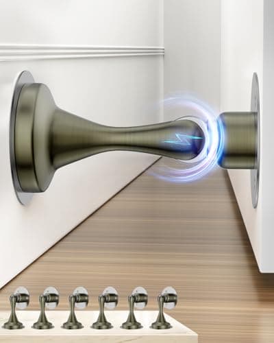 Door Stoppers Magnetic Door Catch - 6 Pack Stainless Steel Heavy Duty Door Stops for Bottom of Door, Wall & Floor Mounting No-Drill Strong Adhesive & Screws, Strong Door Holder to Keep Door Open - Image 1