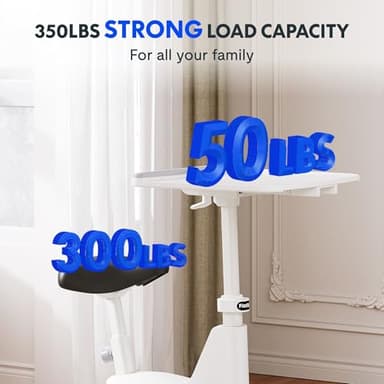 FLEXISPOT Exercise Bike with 2D Desktop, Space Saving Under Desk Bike with Removable Desktop, Upright Indoor Cycling Bikes with 300LBS Weight Capacity Big Seat, Stationary Bikes for Home, White - Image 7