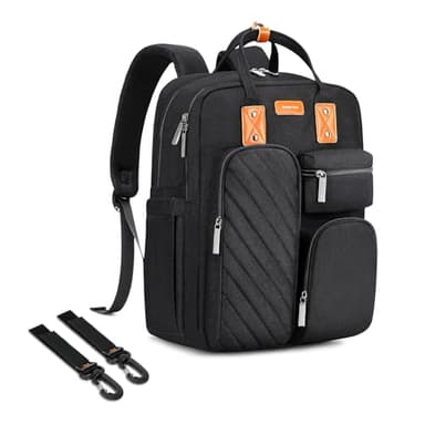 Diaper Bag Backpack, Large Capacity Baby Diaper Backpack with Tons of Pockets, Built-in Stroller Straps, Multi function Waterproof Diaper Bag (Black) - Image 1