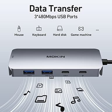 USB C Docking Station Dual DisplayPort, 8 in 1 USB Hub with 2 DP, HDMI, VGA, USB C 2.0, A 2.0, PD Charging Port, Multi Monitor Adapter for Dell/HP/Lenovo Laptops - Image 6