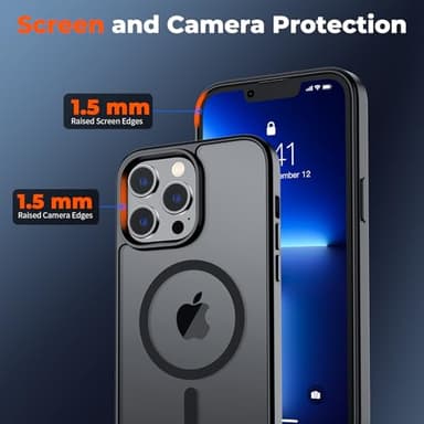 zapica Magnetic for iPhone 13 Pro Max Case, [Compatible with MagSafe] [Military Grade Drop Protection] Translucent Matte Shockproof Anti-Scratch Phone Case, Black - Image 5