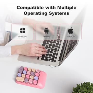 MOFII Wireless Number Pads - Pink Numeric Keypad 18 Keys USB 2.4G Round Keycap Colorful Extensions Keypads, Financial Accounting Portable Numpad 10 Key for Laptop/PC/Notebook/Surface Pro - Image 3
