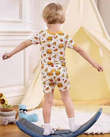 babee Reshinee Bamboo Viscose Toddler Pajamas Boys Girls Kids Baby Cool Short Summer Burger Pjs Set 2-3T Two Piece - Image 7