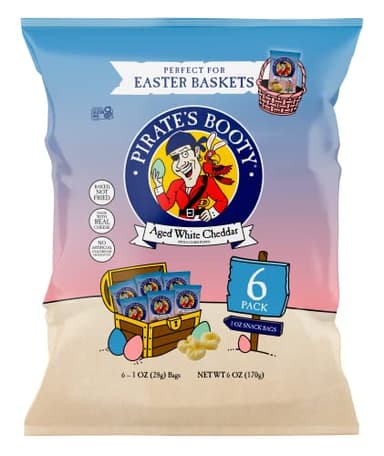 Pirate's Booty Aged White Cheddar Cheese Puffs, Gluten-Free, Kids Snacks, Easter Snack, 1oz (6ct) - Image 1