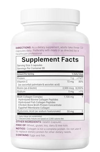 Micro Ingredients Multi Collagen Pills for Women & Men, 240 Capsules | Type I, II, III, V, X - Hydrolyzed Peptides with Biotin, Hyaluronic Acid & Vitamin C | Hair, Skin, Nail & Joint Support* - Image 8