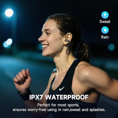 Open Ear Earbuds Wireless Bluetooth 5.3 Earphones, Flexible Clip On Ear buds with 36H Playtime LED Display Bone Conduction Headphones, IPX7 Waterproof Light Weight Fit for Every Ear, Sport, Workout - Image 7
