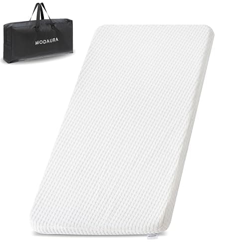 MODAURA Portable Pack and Play Mattress - 38x26x1.5in Mini Crib Mattress Pad, Waterproof Organic Bamboo Cover, Non-Slip Back, Foldable with Carry Bag - Image 1