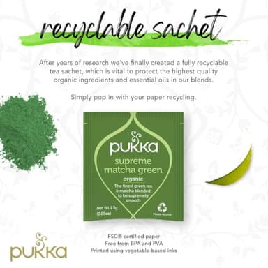 Pukka Supreme Matcha Green Organic Herbal Tea, Energizing Infusion With Matcha Powder, Ideal For Daily Vitality, Caffeine Free, 80 Total Tea Bags (20ct - Pack of 4) - Image 3