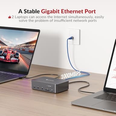 AV Access KVM Switch Dock 2 Monitors 2 Laptops, 4K KVM Switch Dual HDMI Monitor, 2 USB-C MST Ports, 60W PD for Each PC, 1G Ethernet, EDID Emulation, 2K@144Hz,1080P@240Hz,Ideal for Home Office & Gaming - Image 3