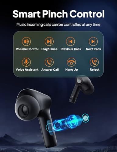 Wireless Earbuds Bluetooth V5.3 Headphones 50H Playback Deep Bass Stereo Ear Buds with LED Power Display Charging Case IPX7 Waterproof Earphones with Mic Headset for Laptop Pad Android/iOS Phones - Image 4