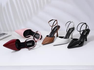 Susanny Black Heels for Women Stiletto Closed Pointed Toe Dress Shoes High Heels Sexy Patent Leather Pumps Wedding Guest Party Evening Prom Dance Ankle Strappy Dressy Shoes 9.5 - Image 6