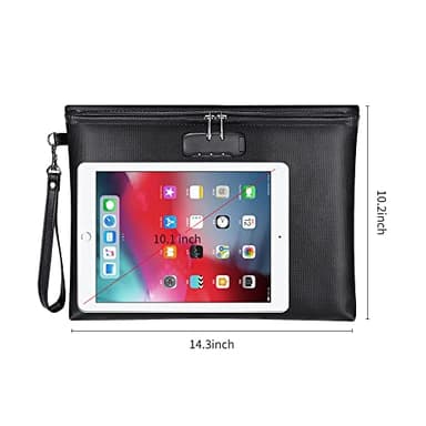 Fireproof Document Bag with Lock, ZOOPIP 14.3"x10.2" Fireproof and Waterproof Money Bag with Zipper Closure, Storage Pouch for A4 Letter Size Document, Cash, Cell Phone, Tablet, Credit Card,Passport - Image 3