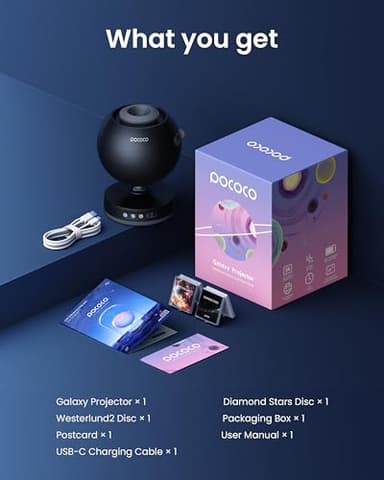 POCOCO Galaxy Star Projector for Bedroom with Replaceable Optical Film Discs, Home Planetarium Night Light Projector with High-Definition Soft Light for Relax, Study, and Meditate, Stress Relief Gifts - Image 7