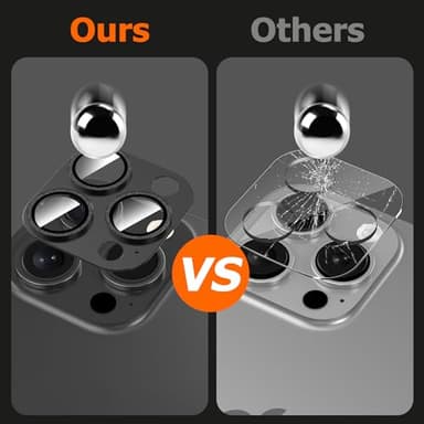 Solnern Compatible for iPhone 15 Pro Max/ 15 Pro Camera Lens Protector, Gliter Bling Diamond 9H Tempered Glass Camera Cover screen Metal Ring Scratch Resistant(Black) - Image 6