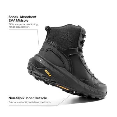 NORTIV 8 Men's Military Tactical Boot Lightweight Comfortable Boots for Work All Day Side Zipper Motorcycle Combat Hiking Boots Metrostrike(8-9 Inches),Size 7.5,Black Leather - Image 2