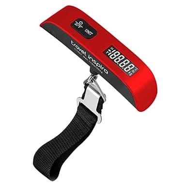 travel inspira Luggage Scale, Portable Digital Hanging Baggage Scale for Travel, Suitcase Weight Scale with Rubber Paint, 110 Pounds, Battery Included - Red - Image 1
