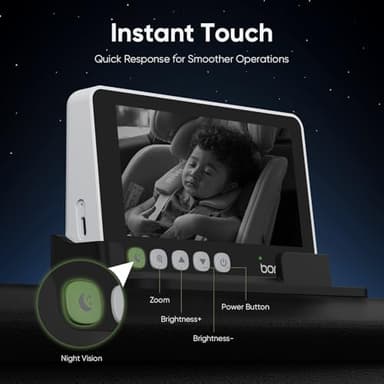 bonoch 5" 1440P Baby Car Camera - 360 Degree Rotating Wide View Backseat Rear Facing Mirror for Baby, USB Powered with Charger, Easy Setup Car Seat Monitor, Night Vision - Image 6