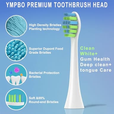 YMPBO 10 Pack Toothbrush Replacement Heads Compatible with 7AM2M AM100/AM105/AM111 Electric Toothbrush, Soft Brush Bristles, White - Image 4