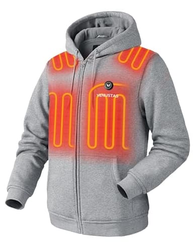 Venustas Unisex Heated Hoodie with Battery Included, Heated Jacket for Women and Men Grey - Image 1