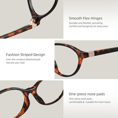 resjok Blue Light Glasses for Woman - Fashion Oval Frame Blue Light Blocking Glasses, Anti Eyestrain Eyeglasses (DarkTortoise) - Image 5