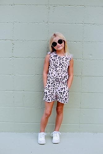 Arshiner Girls Summer 2 Piece Outfits Clothing Sets 7-8Y Pink Leopard Print T-Shirt and Short Pants Cute Print Shorts Set - Image 6