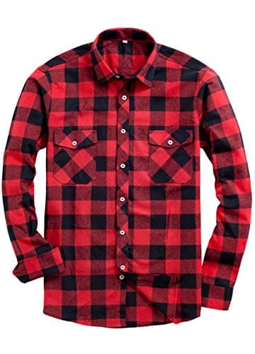 Alimens & Gentle Men's Button Down Regular Fit Long Sleeve Plaid Flannel Casual Shirts - Image 1