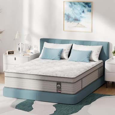 Queen Mattress 14 inch, Medium Firm Hybrid Mattresses with Cooling Gel Memory Foam, Queen Mattress in a Box, Independent Spring for Motion Isolation, Pressure Relief & Upgraded Support, CertiPUR-US - Image 1