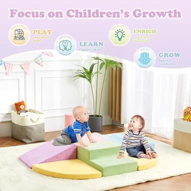 QUCHI Climbing Toys for Toddlers, Toddler Climbing Toys Indoor, 7-Piece Soft Foam Climbing Blocks Set, Toddler Playtime Corner Climber Indoor Foam Play Gym for Climbing Crawling and Sliding - Image 4