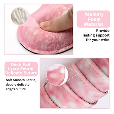 Keyboard Mouse Pad Set, Extended Mouse Pad+Keyboard Wrist Rest Support, Memory Foam Ergonomic Easy Typing, 3Pcs (35.4×15.7 in) Desk Pad Set for Home Office Study Game - Pink Stay Positive - Image 6