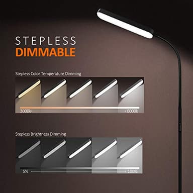 Floor Lamp -WioMio Led Floor Lamp with Remote and Touch Control for Stepless Dimmer & Temperatures, Harmless Light for Eye-caring, Adjustable Gooseneck Standing Lamp for Living Room & Bedroom. - Image 2