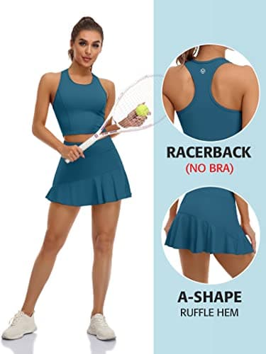 ATTRACO Pleated Tennis Dress Cute Golf Outfits for Women with Shorts Pickleball Skirt Sets Blue XS - Image 7