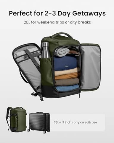 tomtoc Travel Backpack 28L, TSA Friendly Flight Approved Carry-on Luggage Hand Water-resistant Lightweight Business Rucksack, Durable Bag Fits 16 Inch Laptop - Image 3