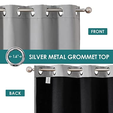 ChrisDowa 100% Blackout Curtains for Bedroom with Black Liner, 2 Thick Layers Total Blackout Thermal Insulated Grommet Window Curtains 63 Inch Length 2 Panels Set (Light Grey, 42 x 63 Inch) - Image 4