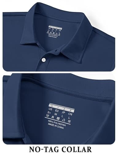 TACVASEN Mens Golf Shirt Dry Fit Mens Polo Shirts Short Sleeve Performance Golf Polos for Men with Collar Work Shirts Navy, 2XL - Image 3