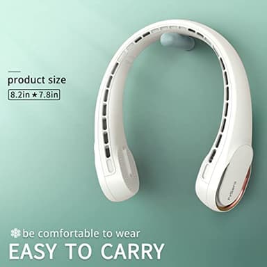 FrSara Neck Fan, Portable Personal Fan Strong Wind, 5200mAh, Air Volume,360° Cooling, No Hair Twisting, Air Volume On 2 Sides, Non-Slip, Quick Charge, Long Use Time, Birthday Gift for Women, Dad, Men - Image 6