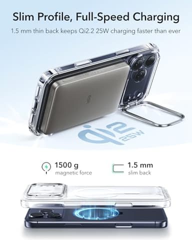 ESR for iPhone 17 Pro Max Case with Stash Stand, Camera Control Cover Compatible with MagSafe, Military-Grade Drop Protection Phone Case for iPhone 17 Pro Max, Scratch-Resistant Back Cover, Clear - Image 6