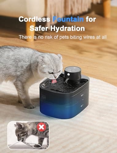 Battery Operated Cat Water Fountain, 84OZ/2.5L Wireless Pet Water Fountain for Cats Indoor, Cat Fountain with Motion Sensor, Ultra Quiet Pump, Black (Black) - Image 6