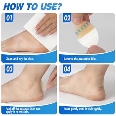 Arme Hydrocolloid Bandages, 50Pcs Gel Blister Bandages for Feet, Waterproof Blister Pads Blister Cushions for Prevention & Recovery, Blister Bandaids for Heel Foot Toe Protection(4 Shape Variety Pack) - Image 3
